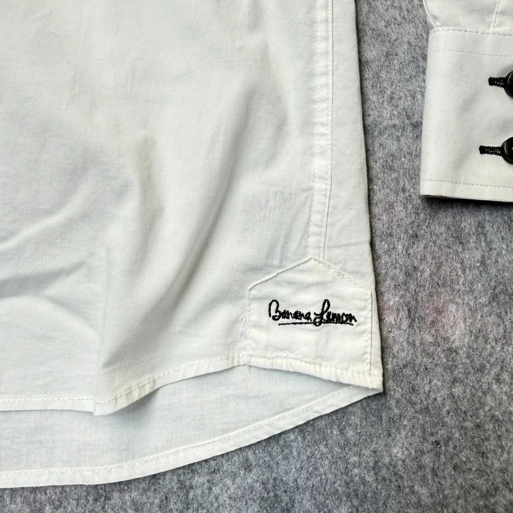 Banana Lemon Button Down Mens XL Paisley Contrast Stretch Cotton White Solid